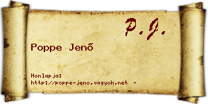 Poppe Jenő névjegykártya